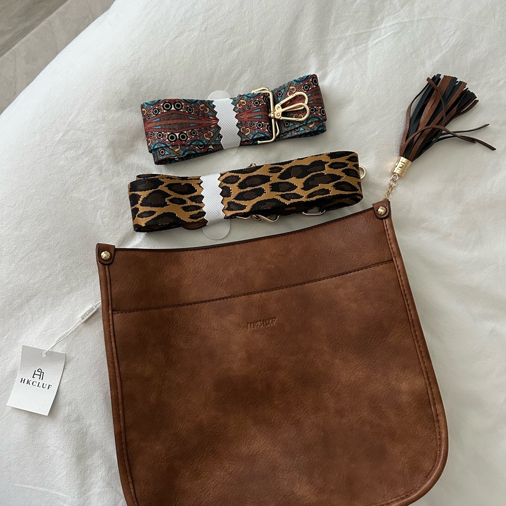 Faux leather bag with two straps